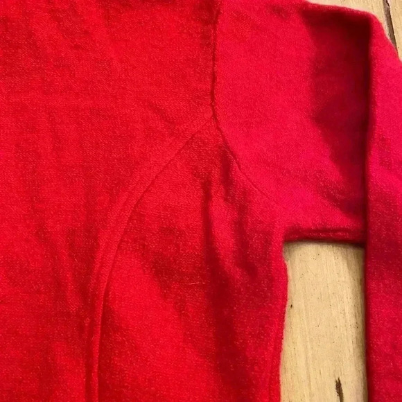 Marisa Christina Women’s Wool 100% Zip Up  Outer Sweater Holiday Red Blk Fluff M - Picture 7 of 16